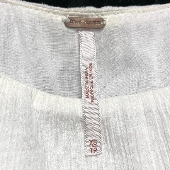 Free People Embroidered Mini Slip Dress Gauze White Crochet Beach Party XS Boho - Picture 9 of 14